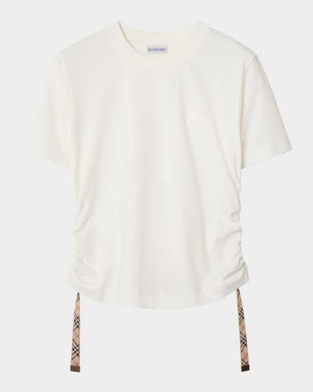 Ruched Check-Ties Short-Sleeve T-Shirt